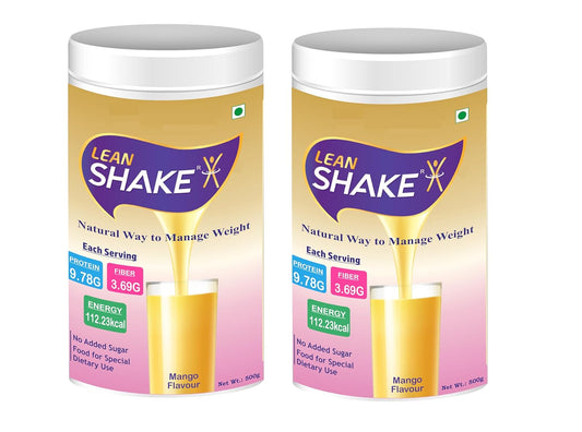 Lean Shake Protein Shake 500g - Mango Flavour, Meal Replacement Shake For Weight Management, Nutritious Protein Shake pack of 2