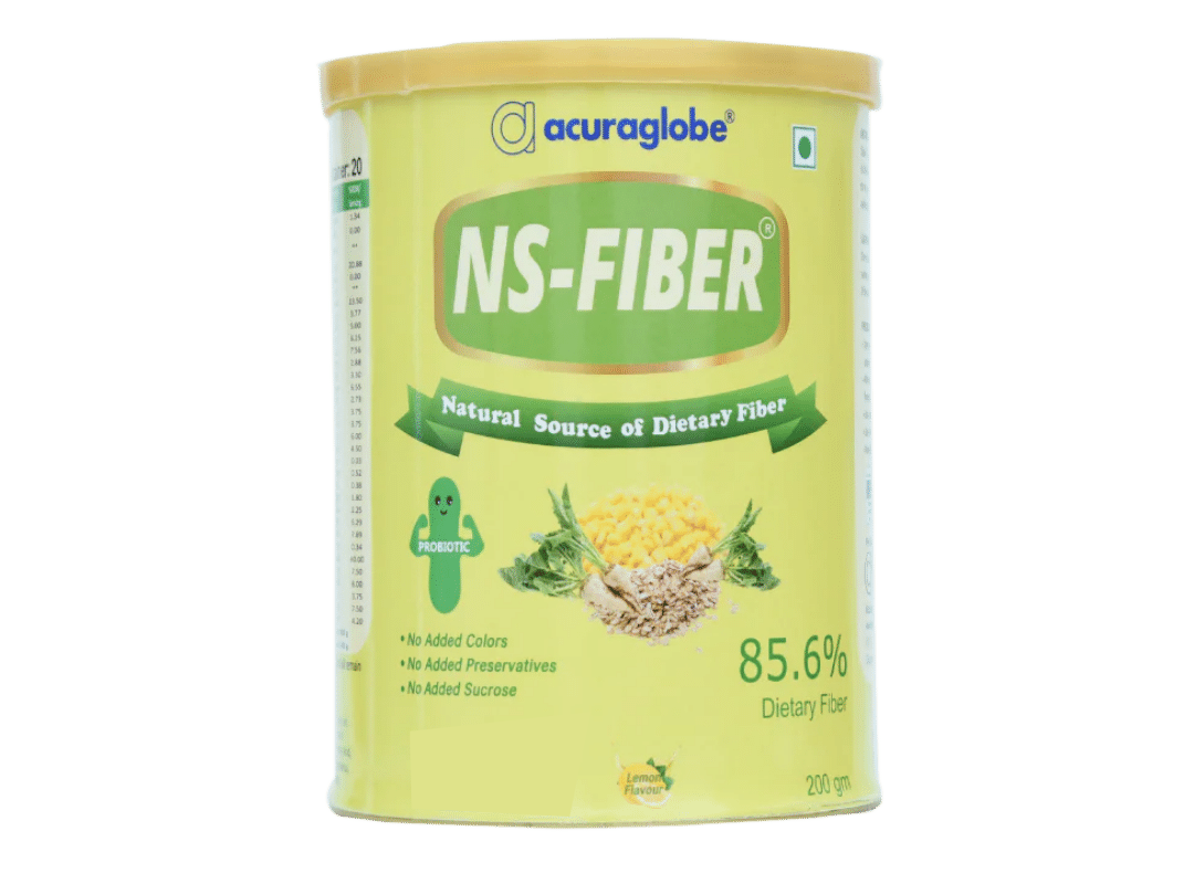 Acuraglobe NS-FIBER Daily Natural Dietary Fiber | Probiotic | Prebiotic | Glutamine | 40 Billion CFU of 11 strain for Digestion, Gut Health, Metabolism | Immunity of Men Women