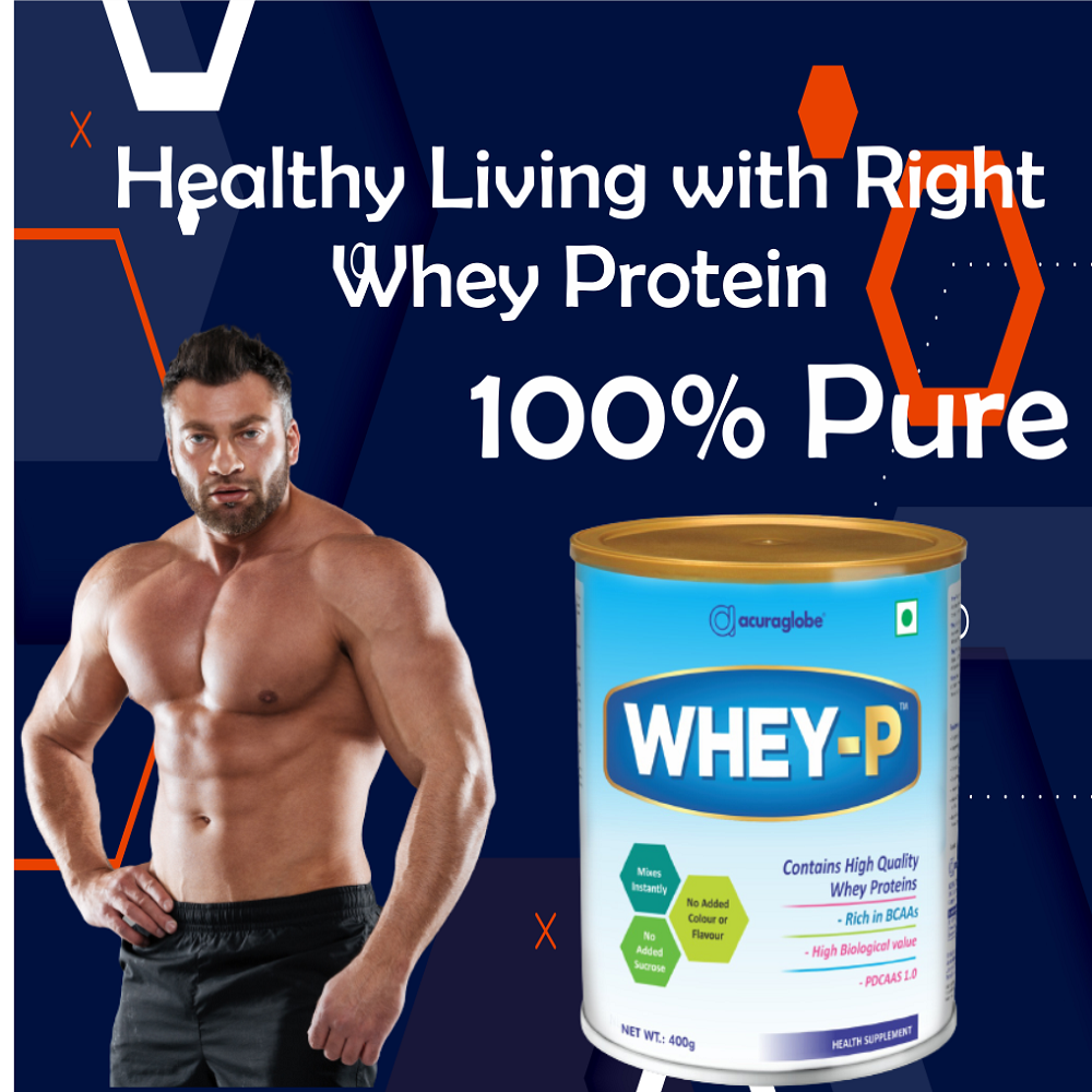 Acuraglobe Whey-P 100% Pure Whey Protein Concentrate, Unflavored, Supports Lean Mass Gain & Muscle Recovery