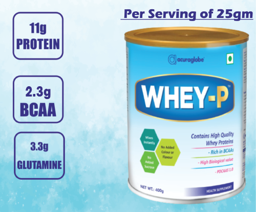 Acuraglobe Whey-P 100% Pure Whey Protein Concentrate, Unflavored, Supports Lean Mass Gain & Muscle Recovery